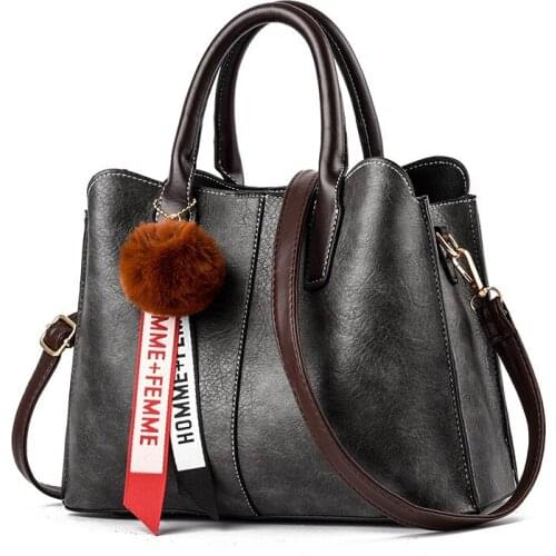 Ladies Casual Crossbody Bag Shoulder Bag Women Bag for Women 2021 High Quality Fashion Leather Bags Hairball Handbag