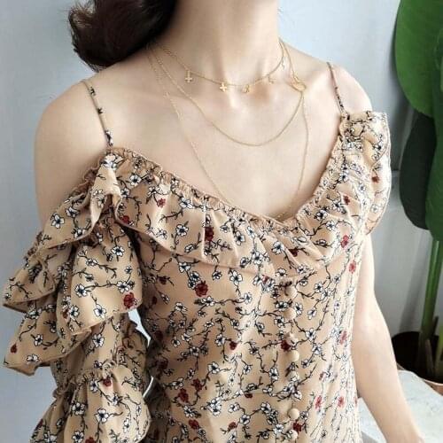 New Arrival 3 Layers Long Chain Necklaces For Women Statement 925 Sterling Silver Cross Charm Hanging Necklace Fashion Jewelry