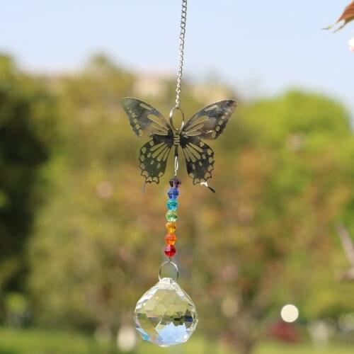 1PCS Chandelier Crystals Ball Prisms Rainbow Beads Chakra Butterfly Suncatcher for Gift