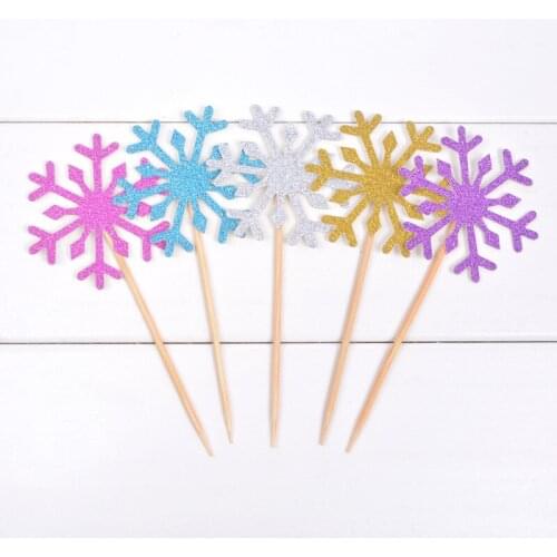 10pcs/lot Cute SnowFlake Cartoon Cupcake Topper Cake Flags For Wedding Birthday Party Baby Shower Decoration Supplies