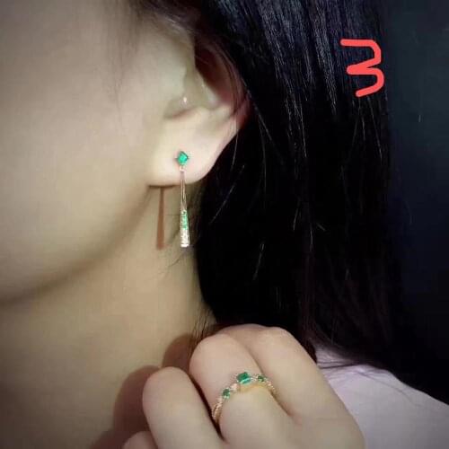 100% Natural Real set Natural Real Emerald 925 sterling silver 1pc Emerald pendant,1pc Emerald ring,2pcs Emerald Earring