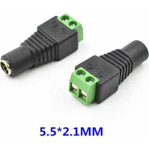 100pcs CCTV Camera Female DC Power Plug Adapter 5.5mm x 2.1mm Connector easy