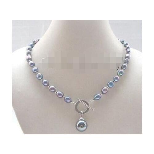 18" 8-9mm natural black baroque freshwater pearl necklace