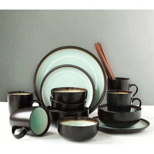 23 PIECES Nordic 4 people eating antique dinnerware sets personalized bowl dishes creative rice noodles bowls ceramic plates