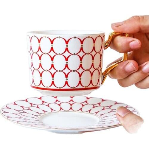 250ml Moroccan Ceramic Coffee Cup And Saucer Luxury Gilded European Cup Set Home Afternoon Cappuccino Scented Tea