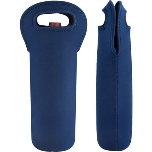 39*13.5cm deep blue/black neoprene portable wine bag single branch thicken wine bottle cover stubby holder
