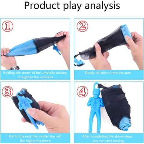 6 Pcs/Set Multi-color Square Throwing Parachute Doll, Beach Hand Tossed Toy for Children Outdoor Plaza Playing D5QA