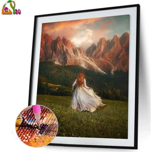 Girl Back View 5D DIY Diamond Painting Full Square Round Drill Wall Hanging Art Picture Embroidery Kits Rhinestones Mosaic Hand