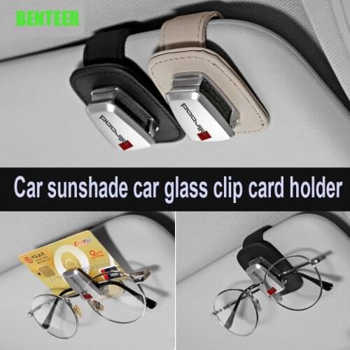 Genuine Leather Allroad Car Sunshade Glasses Clip Holder For Audi A1 A3 A4 A4L A6 A6L A7 A8 Q3 Q5 Q7 TTS