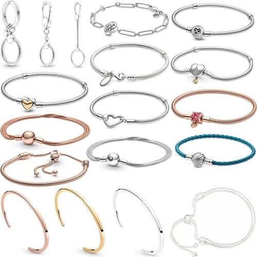 100% 925 Silver New Original Heart Shell Life Tree Key Chain PAN Bracelet Suitable For Womens Wedding Gift Diy Charm Jewelry