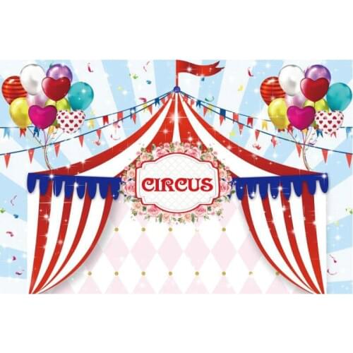 Birthday Backdrop Cartoon Circus Striped Checkered Balloon Background Newborn Baby Shower Party Decor Photo Booth Studio Props