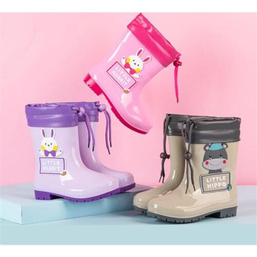 Kids Rain Boots Rubber Boots Cartoon Animals Rain Shoes Boys Girls Fashion PVC Mid-tube non-slip wear-resistant waterproof shoes