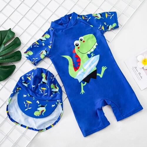 Cute Baby Boys Swimsuit with dinosaur Cartoon Pattern Toddler Bathing Suit Kids Swimwear One Piece Swimming Suit For Children