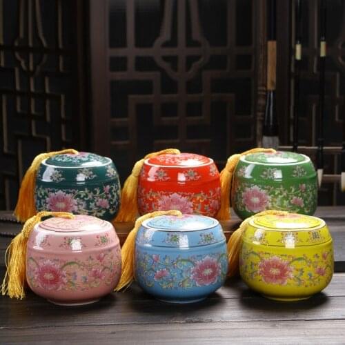 Ceramic Tea Cans Household Condiment Distribution Cans Kitchen Condiments Sealable Tea Cans Home Decoration Desktop Ornaments