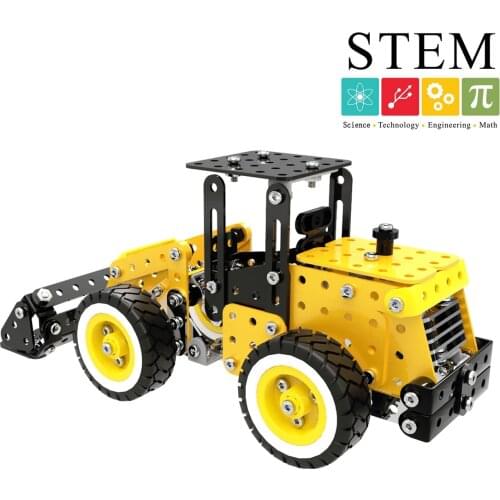 332Pcs Bulldozer Shape DIY Stainless Steel Metal Assembly Building Block Kit Educational Steam Stem Toys Kids Boys Gift SW-008