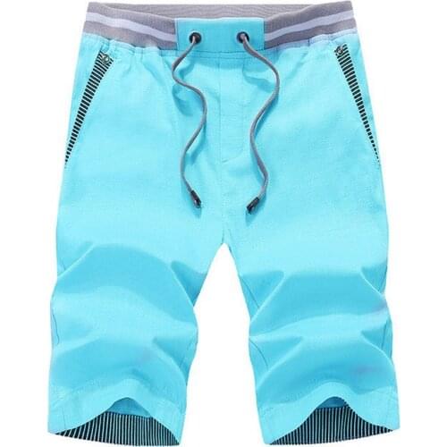 Summer Solid Shorts Men 2020 New Casual Comfort Mid Waist Knee Length Mens Shorts Plus Size S-XXL Elastic Waist Short Pants Men
