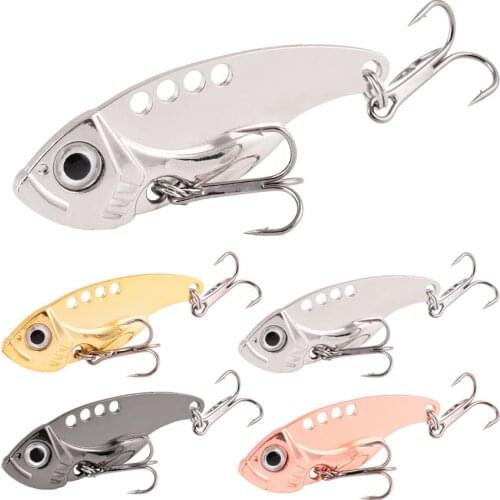 4Pcs/lot 3g 7g 10g 15g Metal VIB Lures 3D Eyes Vivid Vibrations Spoon Lure Fishing Bait Bass Artificial Hard Bait Cicada Lure