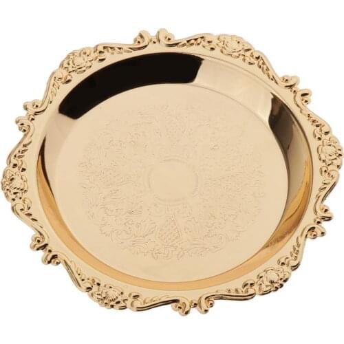 Metal Golden Plates Dessert Holder Plates Tableware for/ Wedding Dinning