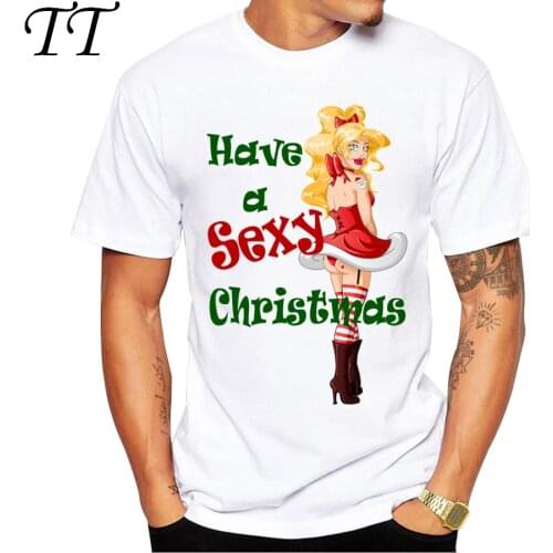 2019 Have a Sexy Christmas Mens T-shirt Fashion Elf Girl Printed Men T Shirts Short Sleeve Funny Tops gt213