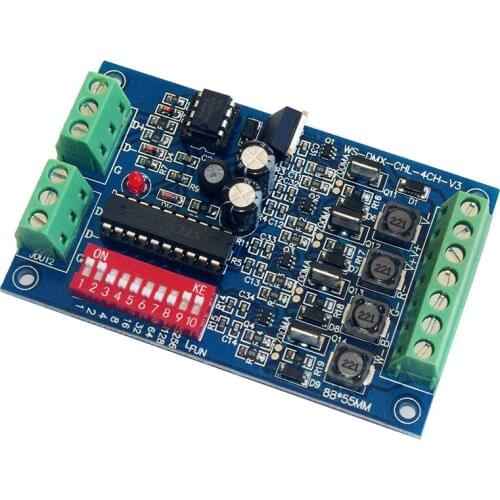 New DC12V-24V 4CH DMX512 decoder 350MA/700MA Constant Current DMX Decoder RGBW LED light lamp Controller WS-DMX-CHL-4CH