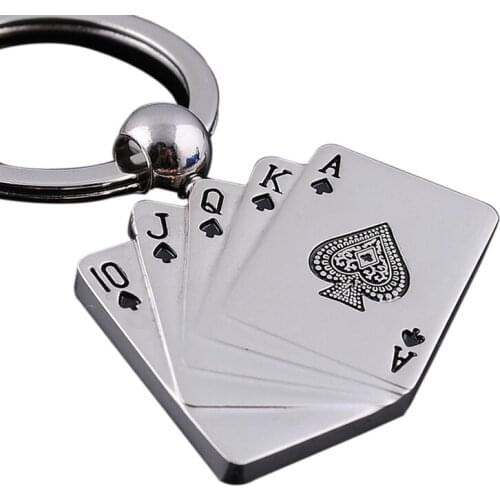 New Cool Creative Model Alloy Metal Keychain Poker Keychain Ring Keyfob For Women And Men