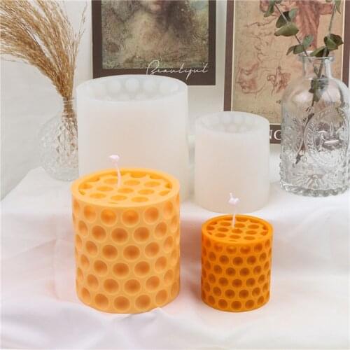 New Silicone Honeycomb Cylindrical Dot Candle Mold 3D Fondant Cake Silicone Mold Wave Candle Aromatherapy Resin Mold