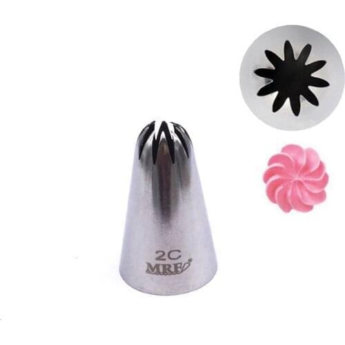 Wholesale 10 pcs/lot 2C# Cake Cream Tips Baking Tools For Cakes Fondant Decorating Stainless Steel Pastry Piping Nozzles
