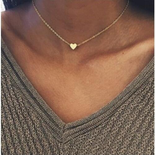 Choker Necklace Stainless Steel Dainty Heart Pendant Necklaces For Women Wedding Jewelry Kolye Bridesmaid Gifts