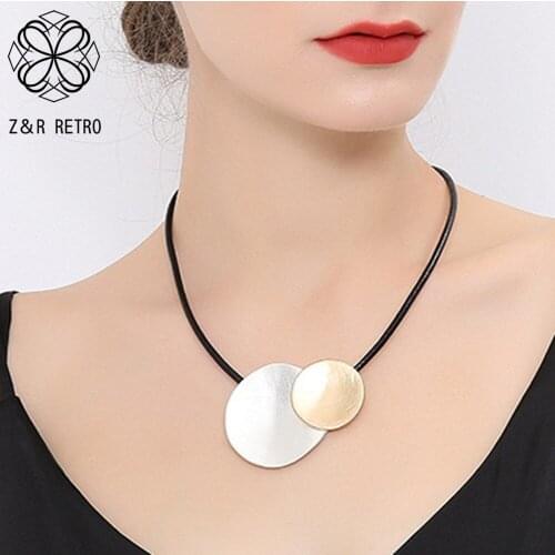 Gold Silver Color Round Rope Chain Necklaces Statement Suspension Vintage Jewelry For Women Decoration Handmade Accessories Gift