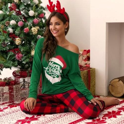 Pyjama Christmas Winter pajamas Striped Long Sleeve Christmas Pijama Woman Plus Size Lady Nightwear Sleepwear T-Shirt