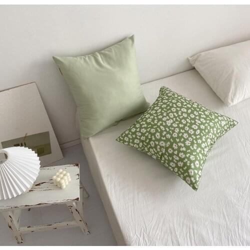 Daisy Throw Pillow Case Korean Style Floral Printing Back Support Cushion Cover Pillowcase Decorative Home Office Decor 45x45cm