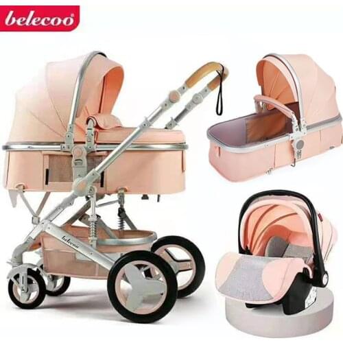 Luxurious Baby Stroller 3 In 1 Portable Travel Carriage Folding Prams Aluminum Frame High Landscape Car for Newborn Buggy