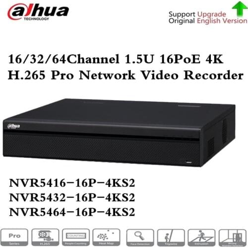 DAHUA NVR POE 16 Port NVR5416-16P-4KS2 NVR5432-16P-4KS2 4K H.265 NVR ONVIF 16ch PoE ports Network Video Recorder with LOGO