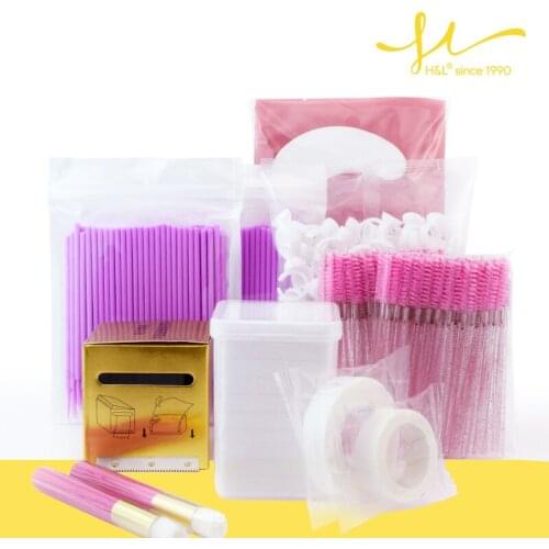 H&L Wipe Clean Cotton Eyelash Brush Eyepach Tape glue ring plastic wrap for eyelash extensions make up tool cleaner