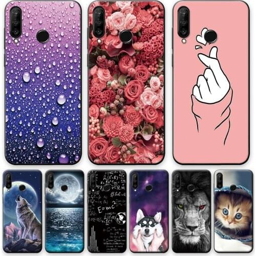 For Huawei P30 Lite Case P30Lite 6.15 inch Silicone Soft Back Cover Matte Phone Case on Huawei P30 Lite P30 Lite Flowers Bumper
