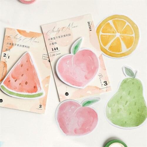 30Pcs Fashion Fruit Sticky Notes Scrapbooking Sticker Paper Bookmark Lemon Stickers Kawaii Stationery Planner Office Supplies