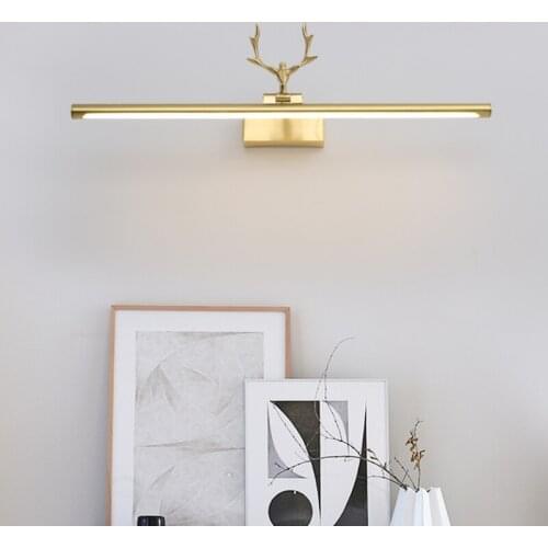Nordic antlers led mirror lamp simple modern bathroom bathroom makeup mirror lamp copper dressing table lamp