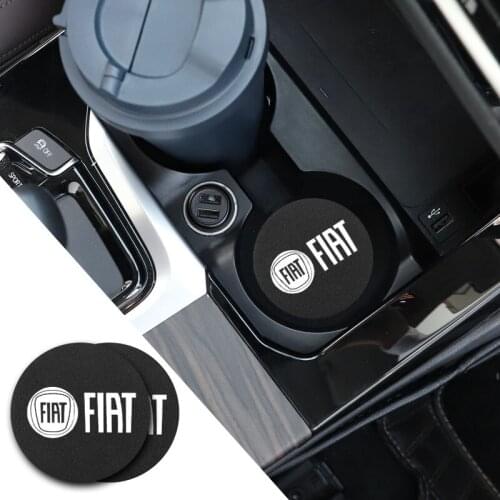 1 Pair Leather Water Cup Mat Car Accessories Interior Decoration For FIAT 500 Grande Punto 500X Astra Panda Tipo Freemont Bravo