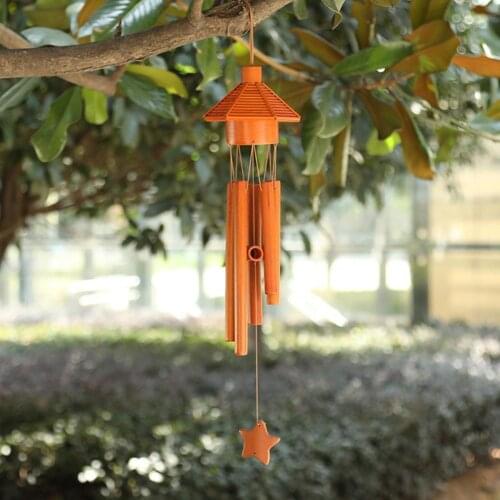 Wind Chime Bird Nest Pavilion Shape Hanging Bamboo Lightweight Decoration Windchime Courtyard Ornament Crisp Sound Wind-bell
