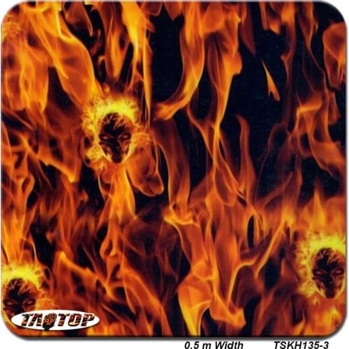TSKh135-1 New deisgn Top quality pattern Orange flame fire skull Dragon PVA Water Transfer Printing Film Hydrographic Film