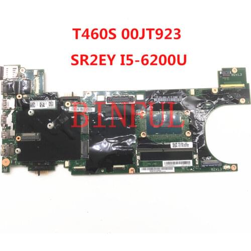 High quality Lenovo For ThinkPad T460S Laptop motherboard 00JT923 With SR2EY I5-6200U CPU 100% full Tested