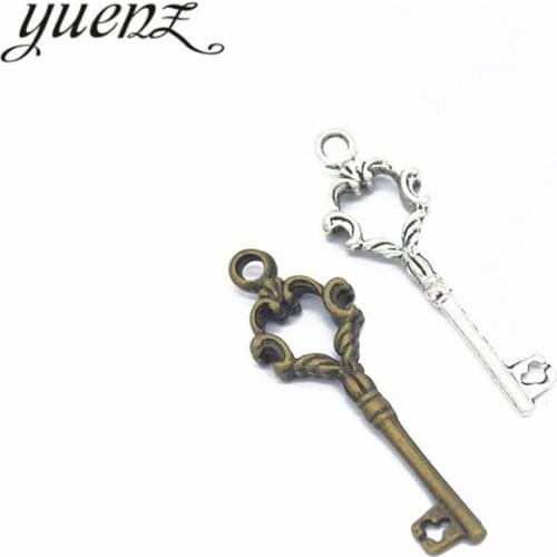 YuenZ 20pcs Antique silver color key Charms Pendants for Bracelet Necklace DIY Jewelry Making Finding Accessories 35*11mm O234