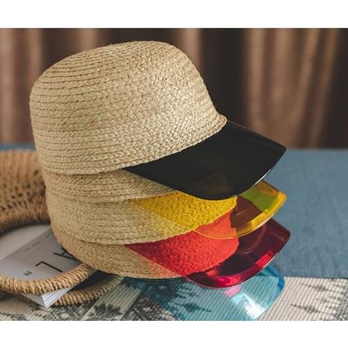 Sun Raffia Hat Breathable women straw HAT Ladies Baseball cap Transparent Candy Color Classic Hat Anti-UV Casual Visor Sun Cap