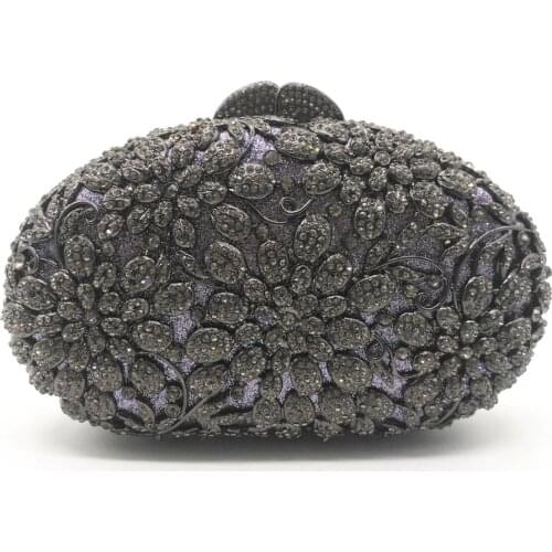 Female Hollow Out Golden/black/gray Diamond Wedding Party Handbag Purse Women Crystal Clutch Evening Minaudiere Bag mom gifts