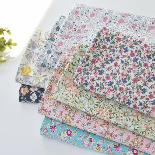 1meter 100% cotton small floral printing fabric for Childrens skirt dress DIY Summer clothes bag handwork fabric art XMT