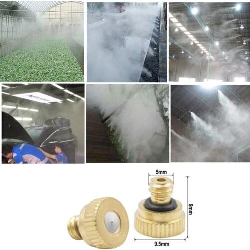 10 Pcs 3/16" Thread 0.1mm-0.5mm Brass Misting Nozzles Garden Greenhouse Flower Plant Irrigation System Atomizing Misting Sprayer
