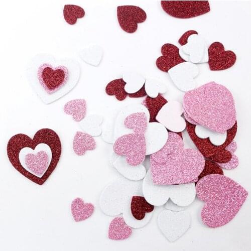 100Pack Self-Adhesive EVA Stickers 3 Colors Love Heart Foam Sticker Crafts DIY Decoration Kids Toy Gift