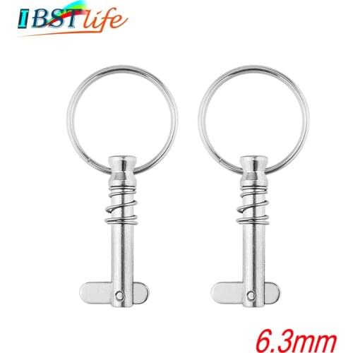 2PCS 6.3*42mm Marine Grade 1/4 inch Quick Release Pin with Ring for Boat Bimini Top Deck Hinge Marine hardware