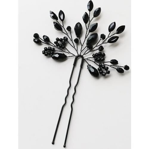 4PCS Black Color Crystal Hair Pins Clips Wedding Hair Jewelry Accessories Rhinestone Women Sticks Girls Gift Head Decoration
