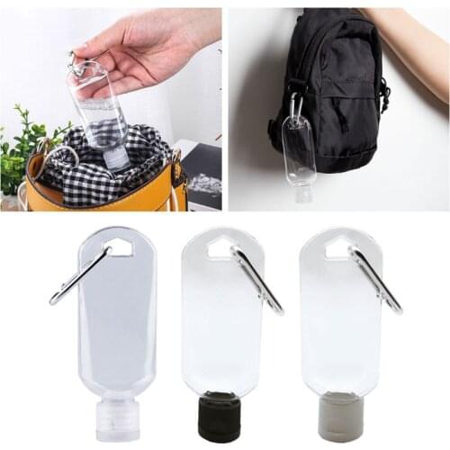 5Pcs 30ml 50ml Empty Hand Sanitizer Travel Size Holder Hook Keychain Carriers Flip Cap Reusable Portable Empty Bottles